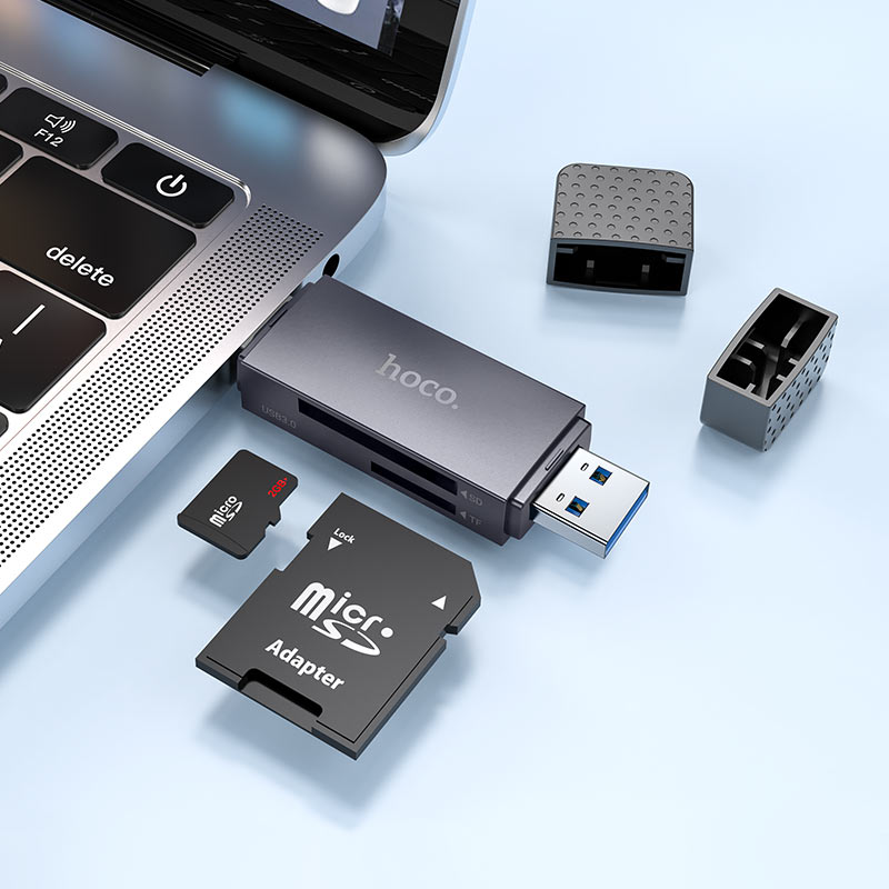 Kaartlezer USB 3.0 / USB-C HOCO HB45, SD - microSD, Gri
