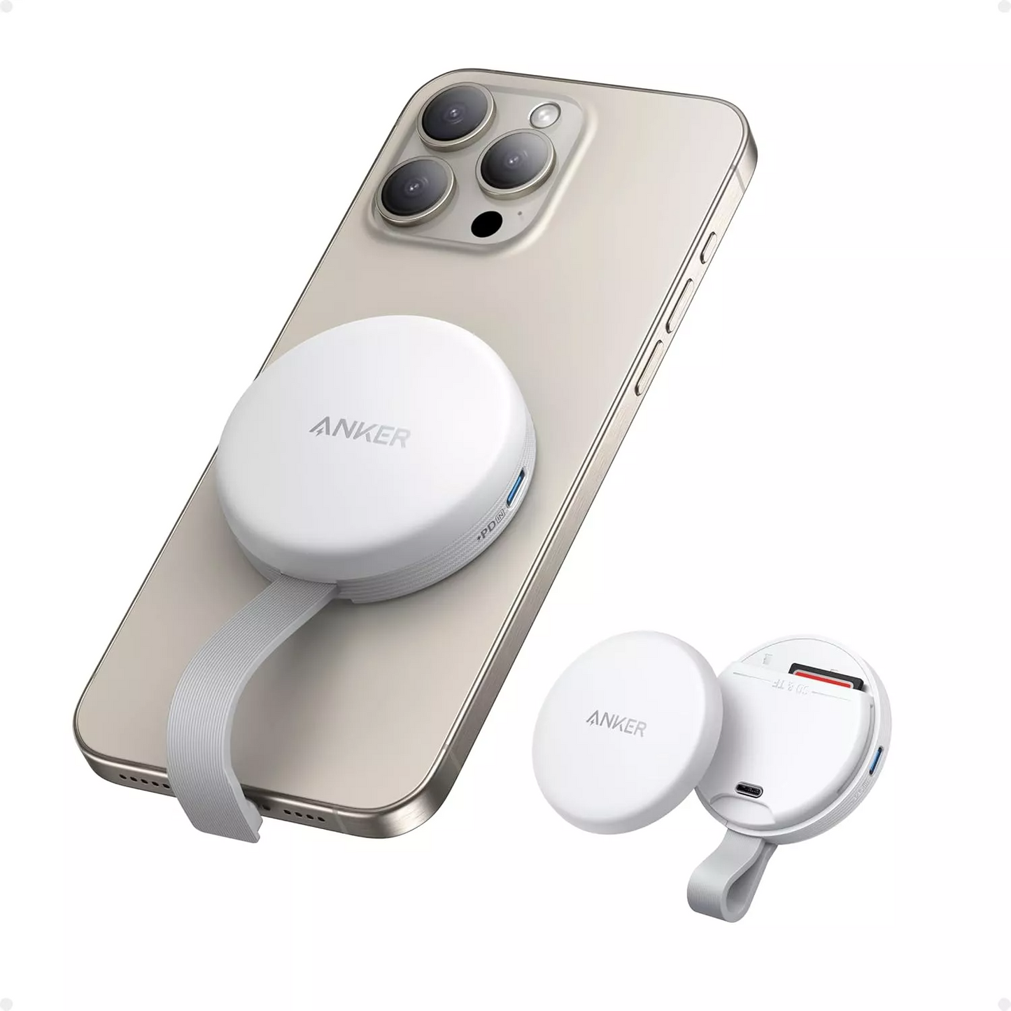 USB-C Kaartlezer Anker MagGo voor Apple iPhone USB-C, SD - microSD, Wit A83D1G21