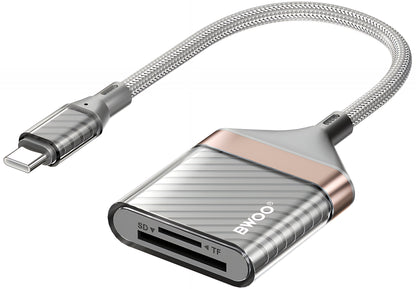 USB-C Kaartlezer BWOO BZ64, SD - microSD, Grijs