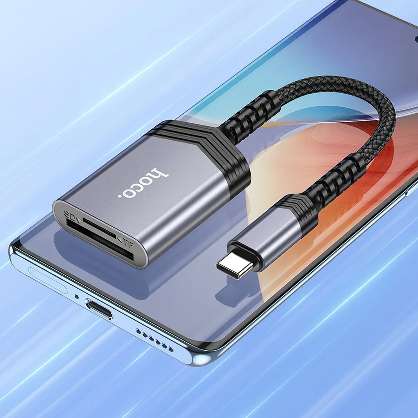 USB-C kaartlezer HOCO UA25, SD - microSD, Grijs 