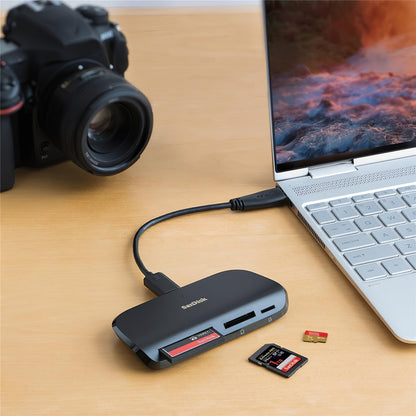 SanDisk Image Mate Pro USB-C-kaartlezer, CF - SD - microSD, zwart SDDR-A631-GNGNN