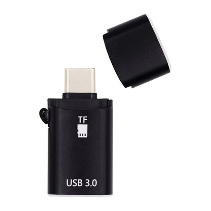 Kaartlezer USB-C Techsuit AluVoltX, USB-A (OTG) - microSD, Zwart