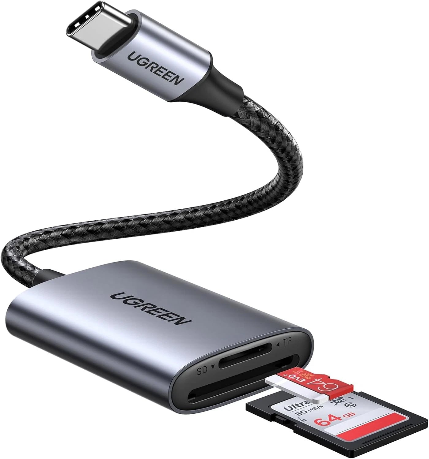 UGREEN CM401 USB-C Kaartlezer, SD - microSD, Gri