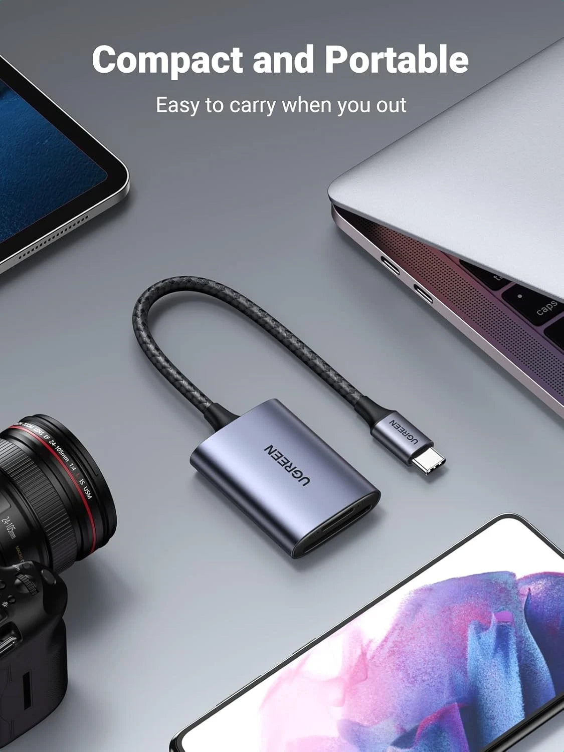 UGREEN CM401 USB-C Kaartlezer, SD - microSD, Gri