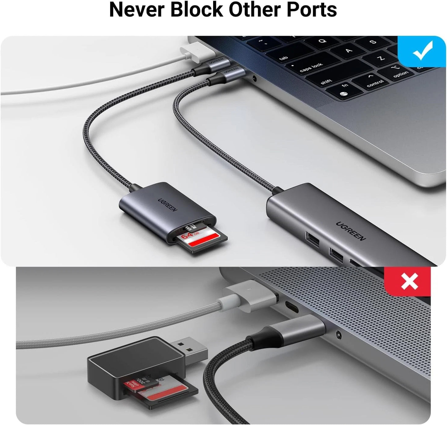 UGREEN CM401 USB-C Kaartlezer, SD - microSD, Gri