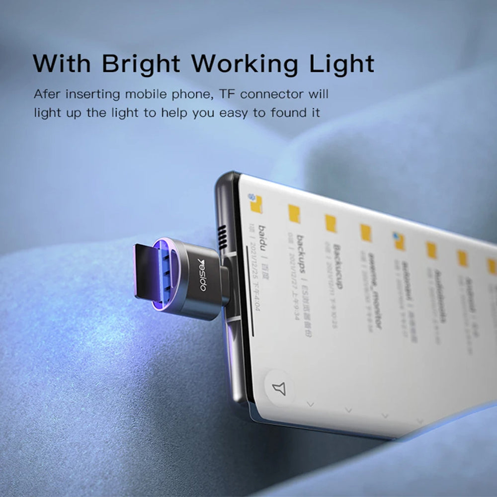 Kaartlezer USB-C Yesido GS19, USB-A (OTG) - microSD, Grijs