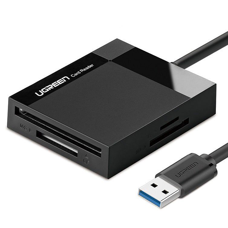 USB 3.0 Kaartlezer UGREEN CR125, SD - microSD - CF - MS, Zwart