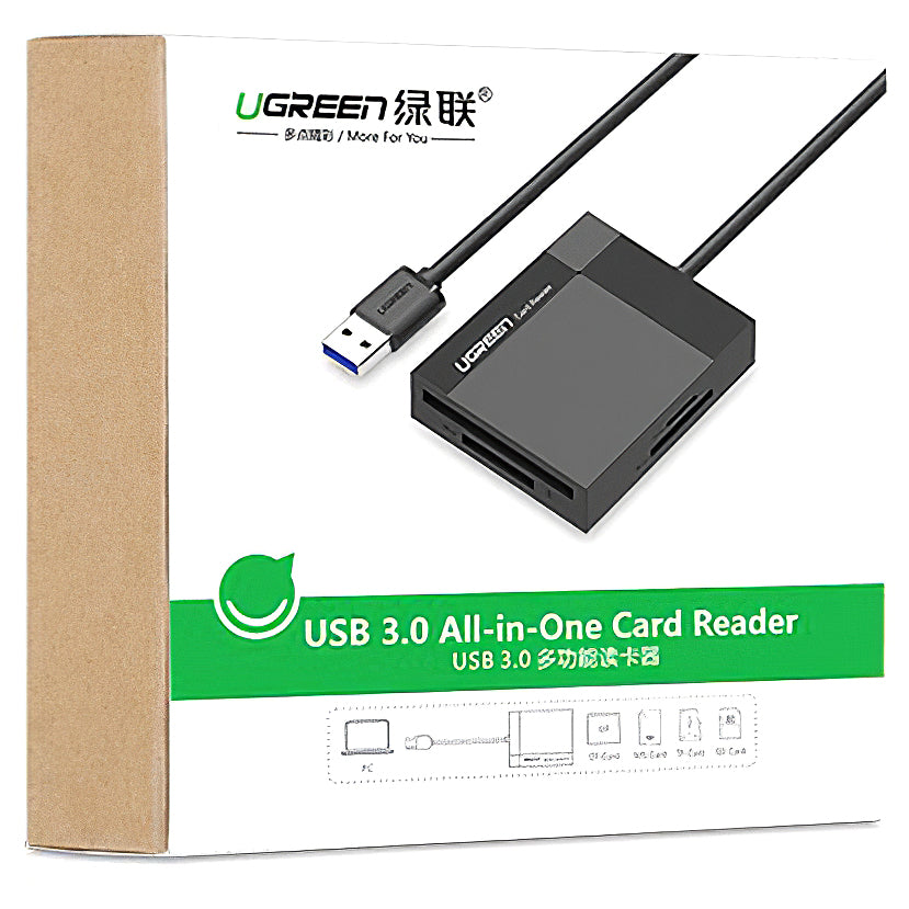 USB 3.0 Kaartlezer UGREEN CR125, SD - microSD - CF - MS, Zwart