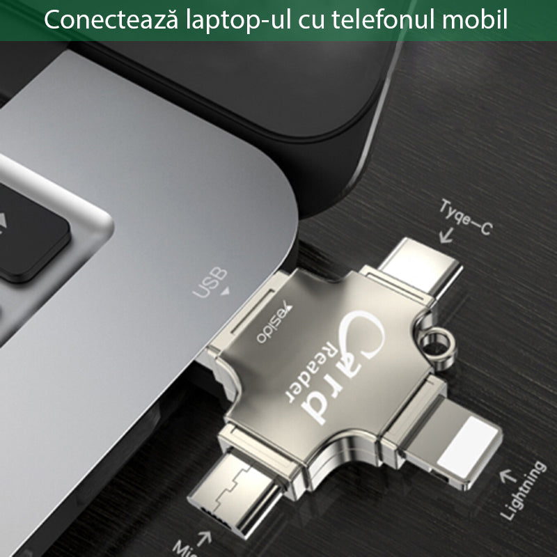 Kaartlezer USB / USB-C / Lightning / microUSB Yesido GS13, microSD, Zilver
