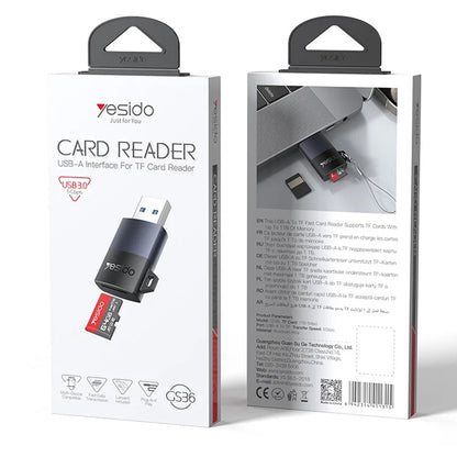 USB Kaartlezer Yesido GS36, microSD, Zwart