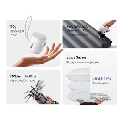 Baseus PocketGo pomp voor opblaasbare matrassen, Wit C11157700221-00