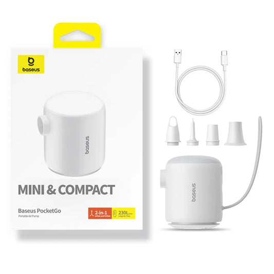 Baseus PocketGo pomp voor opblaasbare matrassen, Wit C11157700221-00