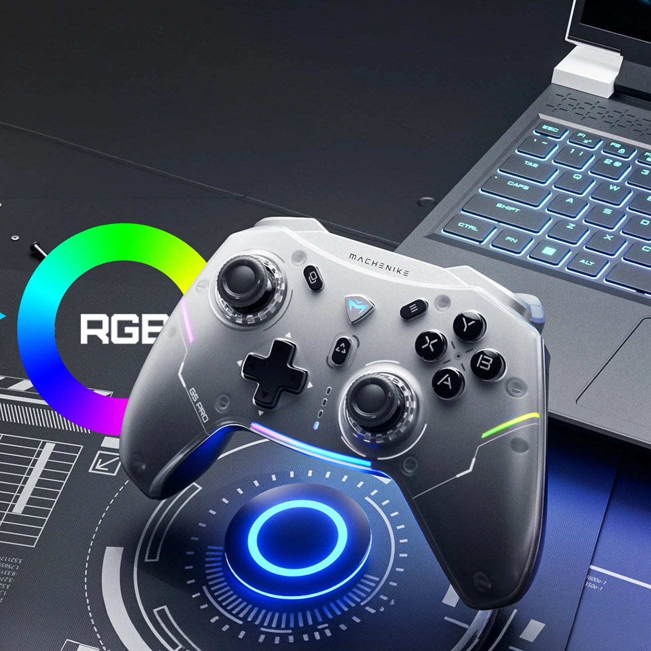 Machenike G5Pro Max-controller met oplaadstation, grijs