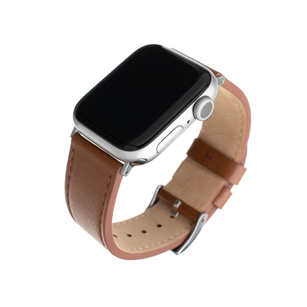 Fixed Leather band voor Apple Watch 49mm / 46mm / 45mm / 44mm / 42mm Series, Bruin