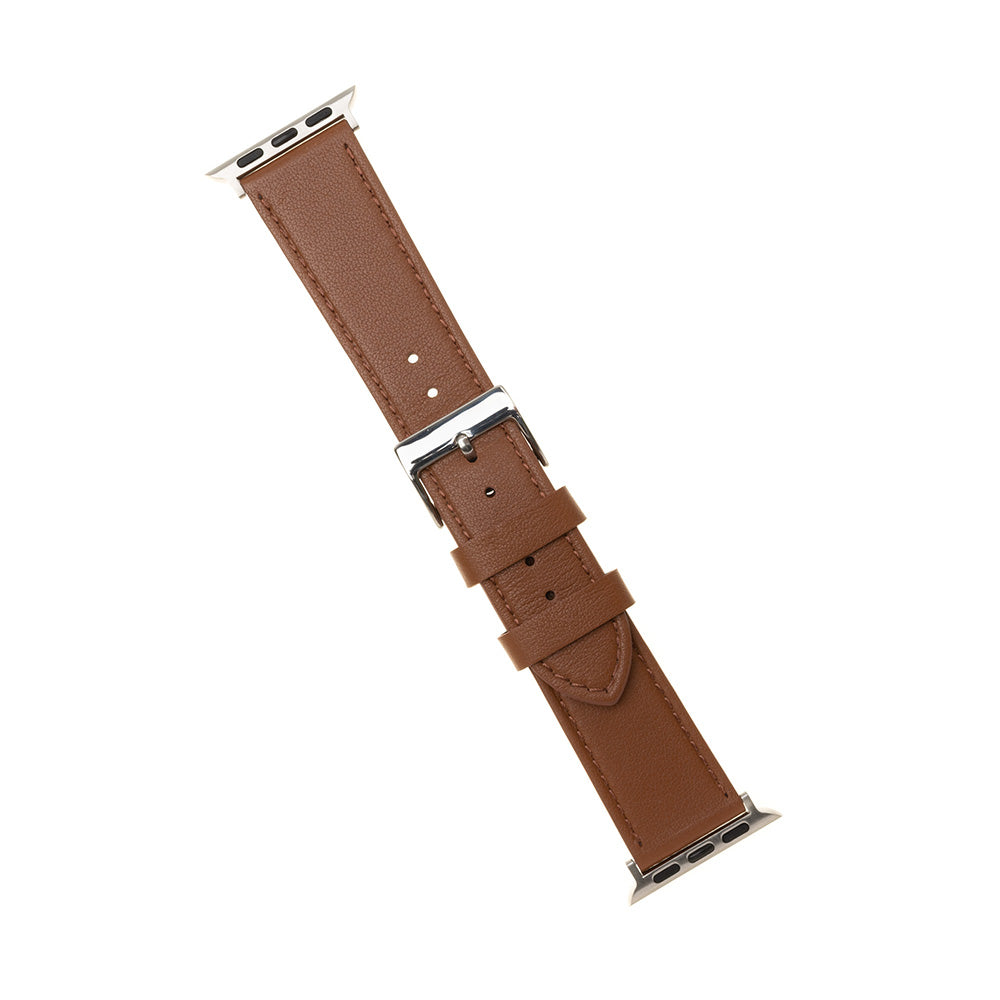 Fixed Leather band voor Apple Watch 49mm / 46mm / 45mm / 44mm / 42mm Series, Bruin