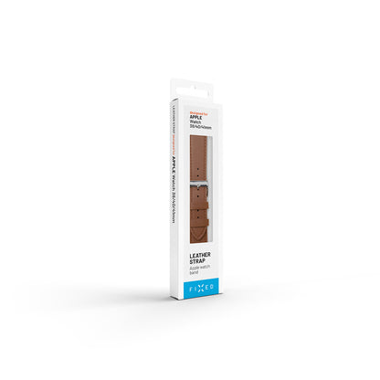 Fixed Leather band voor Apple Watch 49mm / 46mm / 45mm / 44mm / 42mm Series, Bruin