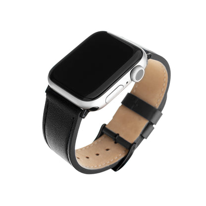 Fixed Leather band voor Apple Watch 49mm / 46mm / 45mm / 44mm / 42mm Series, Zwart