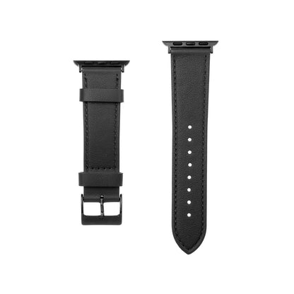 Fixed Leather band voor Apple Watch 49mm / 46mm / 45mm / 44mm / 42mm Series, Zwart