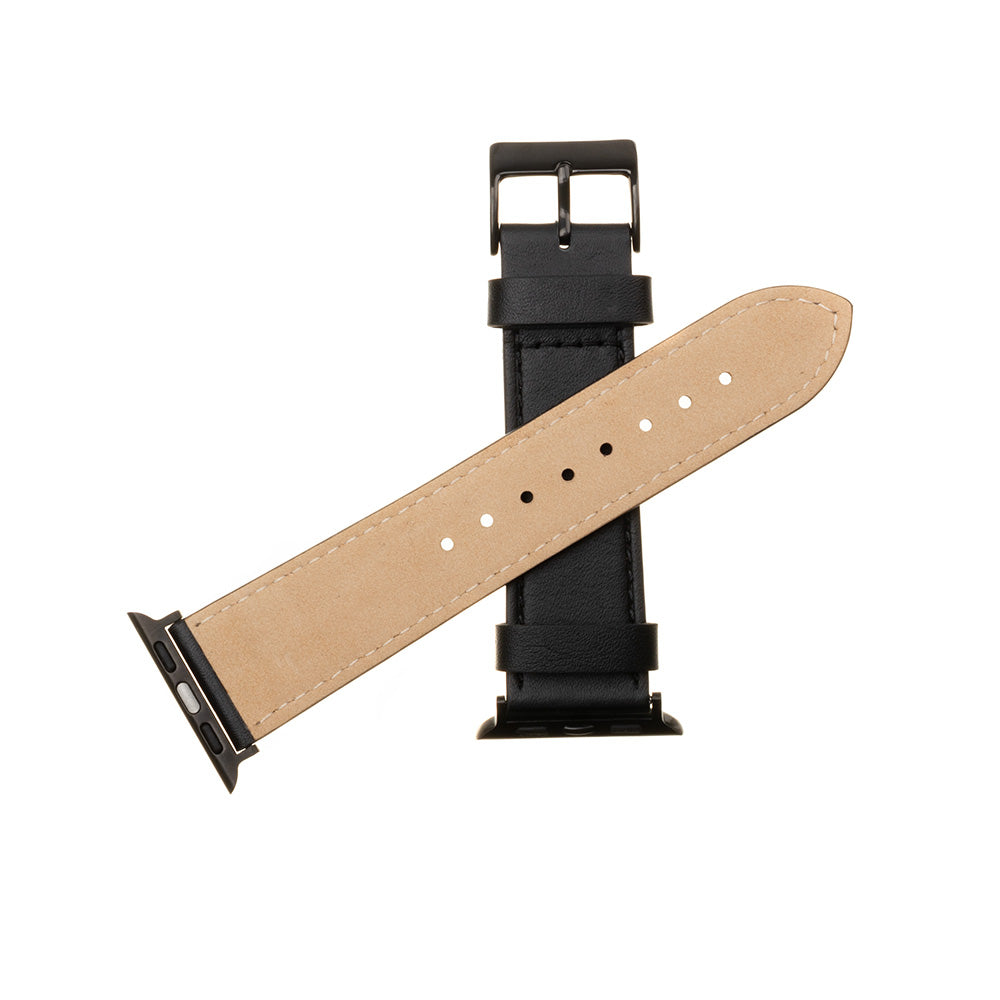 Fixed Leather band voor Apple Watch 49mm / 46mm / 45mm / 44mm / 42mm Series, Zwart