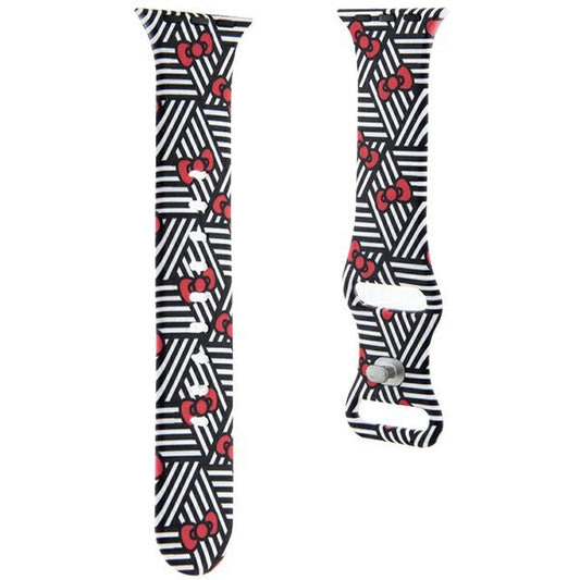 Hello Kitty Siliconen Strikken & Strepen band voor Apple Watch 42mm / 41mm / 40mm / 38mm Series, Zwart