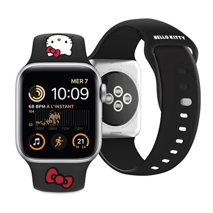 Hello Kitty Siliconen Kitty Head band voor Apple Watch 42mm / 41mm / 40mm / 38mm Series, Zwart
