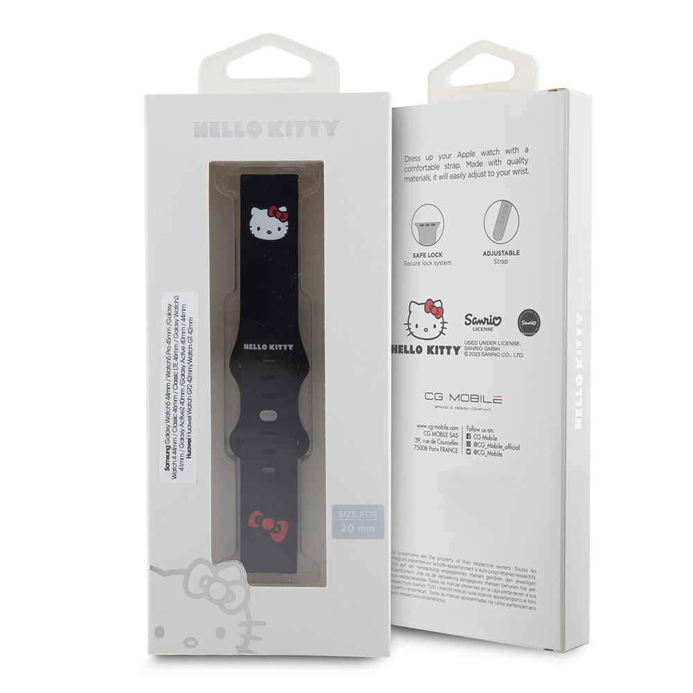 Hello Kitty Siliconen Kitty Head band voor Samsung Galaxy Watch / Huawei Watch Series, Zwart