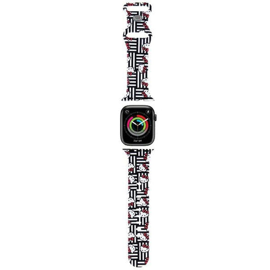 Hello Kitty Siliconen Bandje met Kitty Hoofden & Strepen voor Apple Watch 42mm / 41mm / 40mm / 38mm Series, Zwart