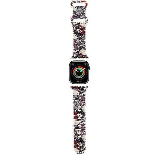 Hello Kitty Siliconen Graffiti Tags Band voor Apple Watch 42mm / 41mm / 40mm / 38mm Series, Beige