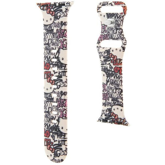 Hello Kitty Siliconen Graffiti Tags Band voor Apple Watch 42mm / 41mm / 40mm / 38mm Series, Beige