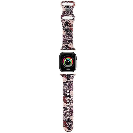 Hello Kitty Siliconen Graffiti Tags Band voor Apple Watch 42mm / 41mm / 40mm / 38mm Series, Roze