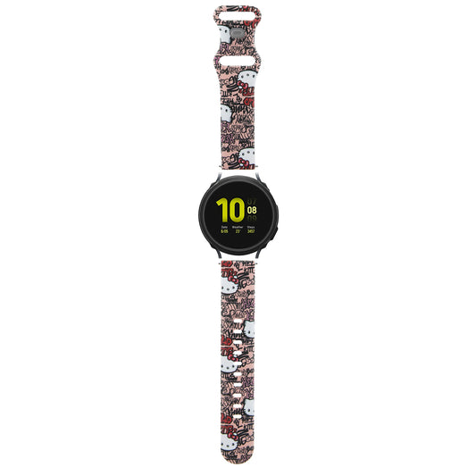 Hello Kitty Siliconen Graffiti Tags Band voor Samsung Galaxy Watch / Huawei Watch Series, Roze