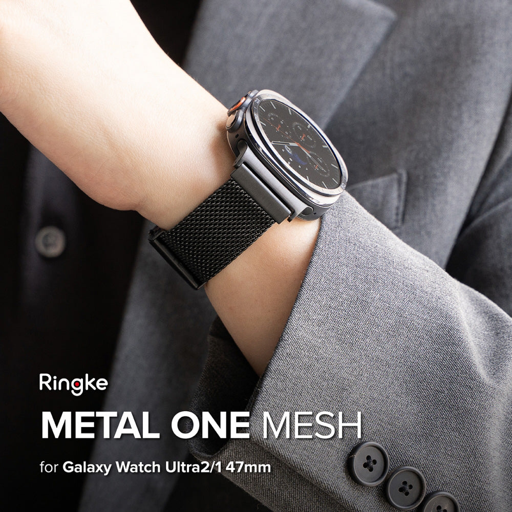 Ringke Metal One Mesh-band voor Samsung Galaxy Watch Ultra2, zwart