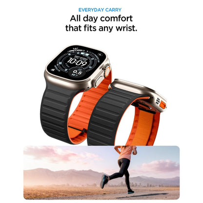 Spigen Athlex Air M band voor Apple Watch 49mm / 46mm / 45mm / 44mm Series, Zwart Oranje AMP11534