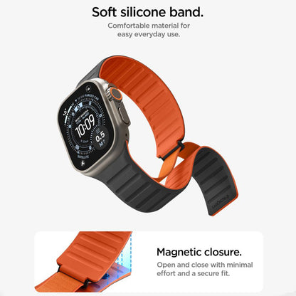 Spigen Athlex Air M band voor Apple Watch 49mm / 46mm / 45mm / 44mm Series, Zwart Oranje AMP11534