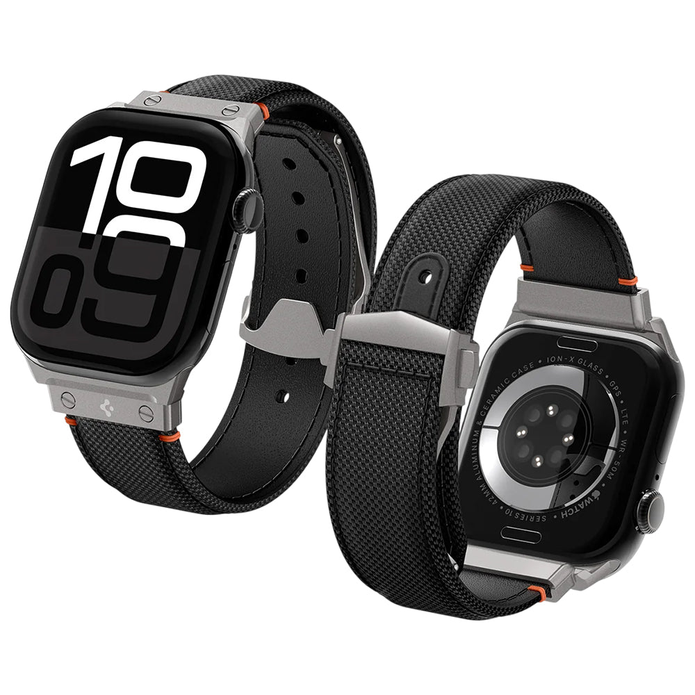 Spigen Classic Fit band voor Apple Watch 49mm / 46mm / 45mm / 44mm / 42mm Series, Zwart AMP09304