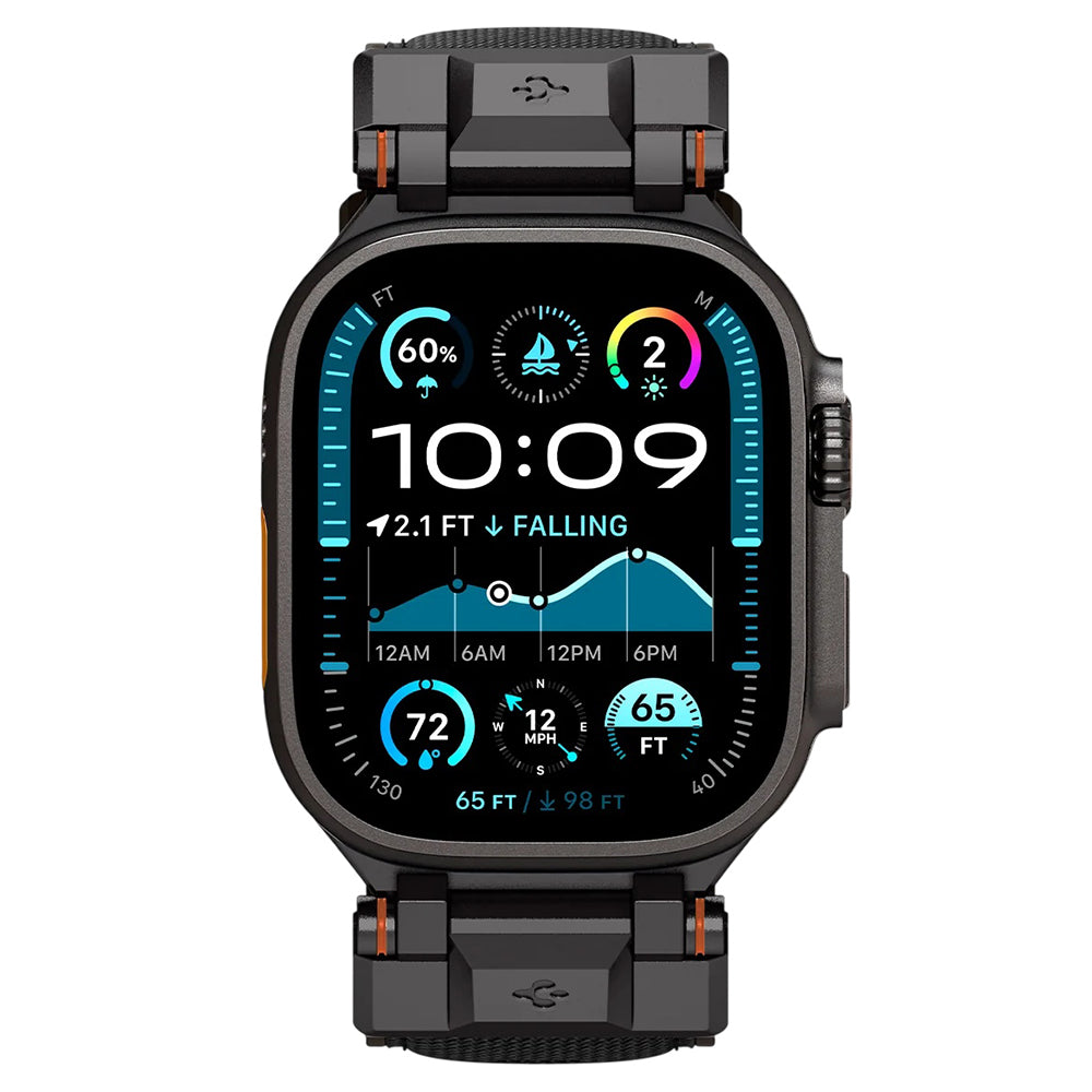 Spigen DuraPro Armor band voor Apple Watch 49mm / 46mm / 45mm / 44mm / 42mm Series, Zwart AMP06065