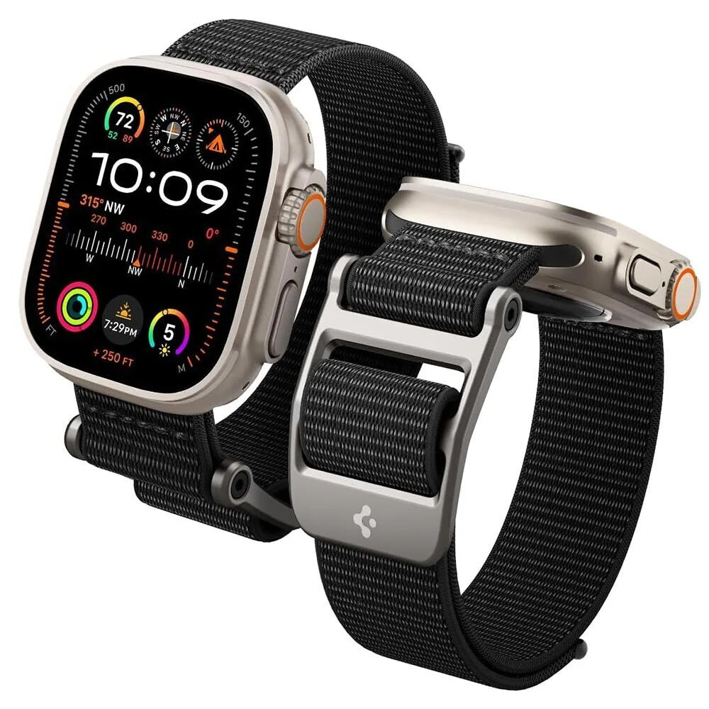 Spigen DuraPro Flex band voor Apple Watch 49mm / 46mm / 45mm / 44mm Series, Zwart AMP02465