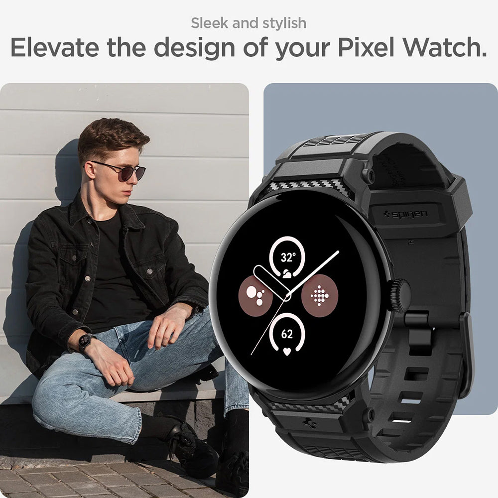 Spigen Rugged Band voor Google Pixel Watch 41mm Series, Zwart AMP07556