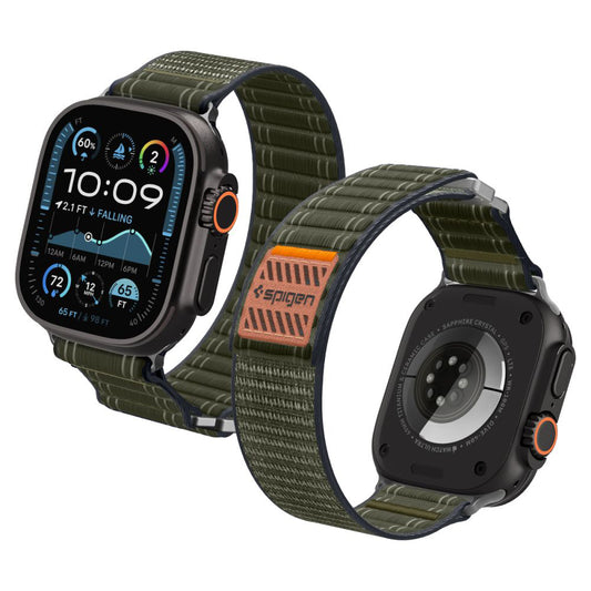 Spigen WBF0 band voor Apple Watch 49mm / 46mm / 45mm / 44mm Series, Groen