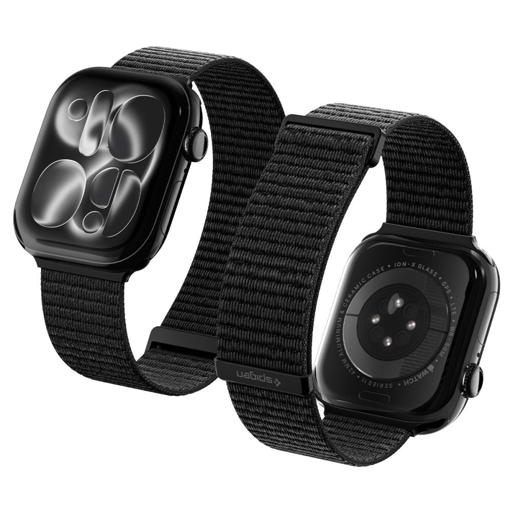 Spigen WBF01 band voor Apple Watch 49mm / 46mm / 45mm / 44mm Series, Zwart AMP11833
