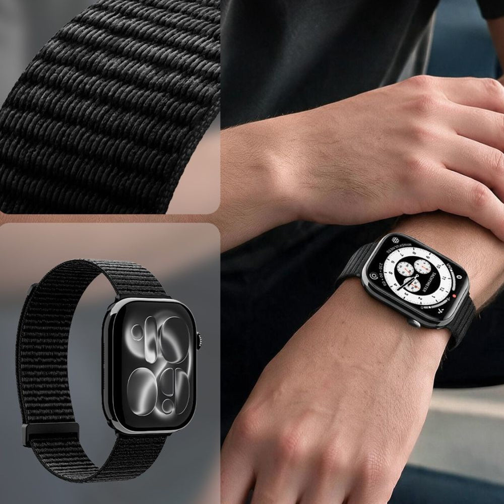 Spigen WBF01 band voor Apple Watch 49mm / 46mm / 45mm / 44mm Series, Zwart AMP11833