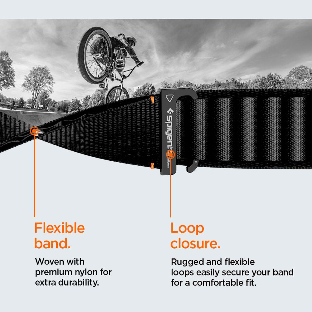 Spigen WBF1 band voor Apple Watch 49mm / 46mm / 45mm / 44mm Series, Zwart