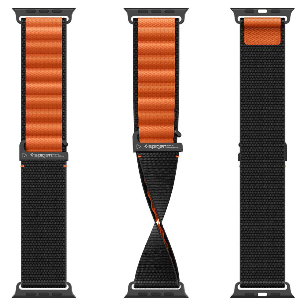 Spigen WBF1 Strap for Apple Watch 49mm / 46mm / 45mm / 44mm Series, Black Orange