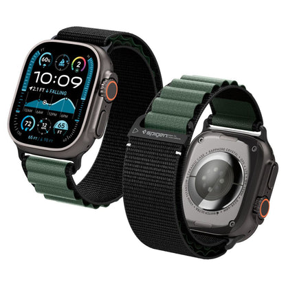 Spigen WBF1 band voor Apple Watch 49mm / 46mm / 45mm / 44mm Series, Zwart Groen