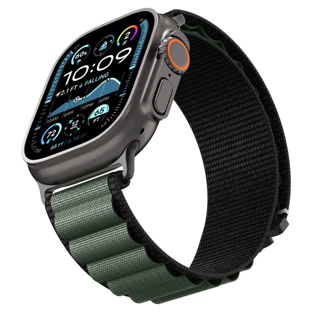Spigen WBF1 band voor Apple Watch 49mm / 46mm / 45mm / 44mm Series, Zwart Groen
