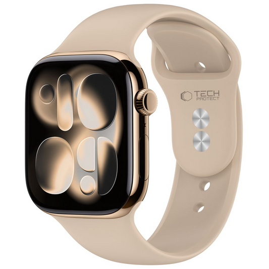 Tech-Protect Silicone band voor Apple Watch 49mm / 46mm / 45mm / 44mm Series, Beige