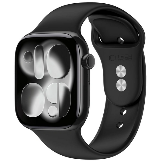 Tech-Protect Silicone band voor Apple Watch 49mm / 46mm / 45mm / 44mm Series, Zwart