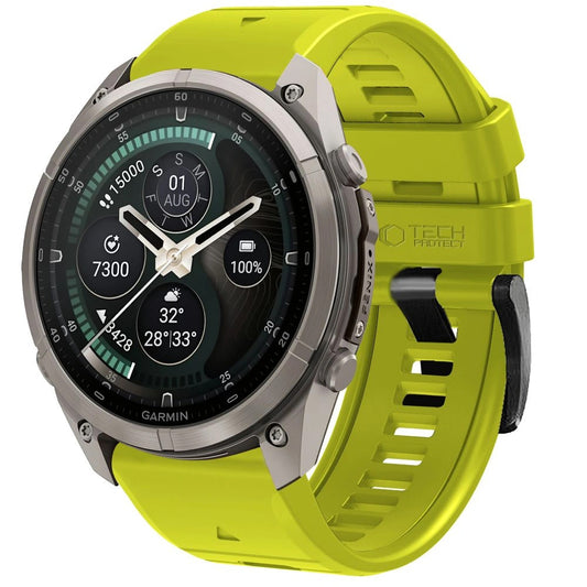 Techsuit siliconen bandje voor Garmin Fenix 5X / 5X Plus / 6X / 6X Pro / 7X / 8 / 8 Pro / 9 / 9 Pro, groen