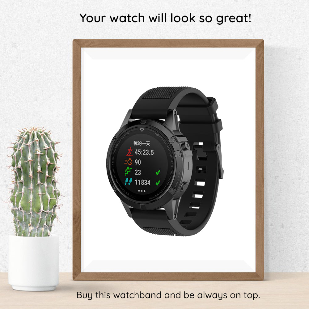 Techsuit W058 band voor Garmin Instinct / Approach / Fenix Watch Series, 20mm, Zwart