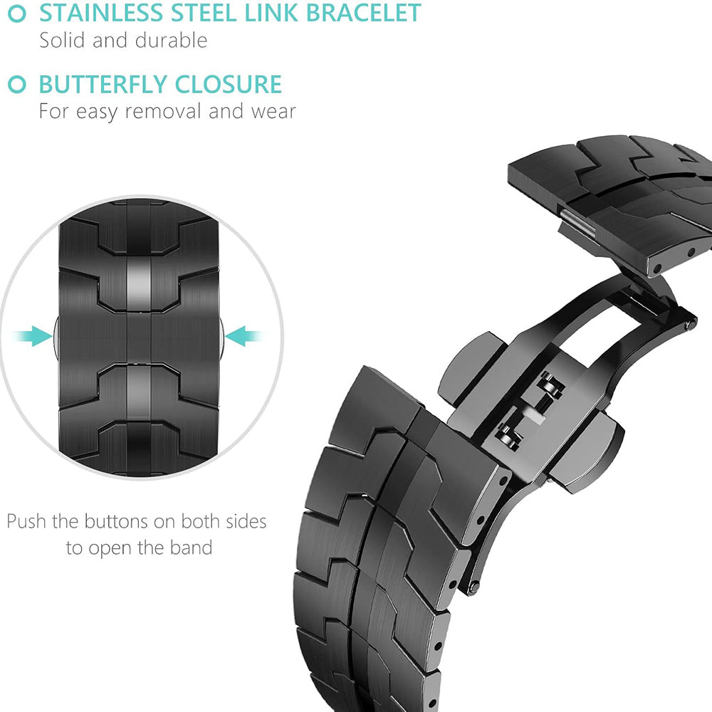 Techsuit W063 band voor Apple Watch 49mm / 46mm / 45mm / 44mm / 42mm Series, Zwart